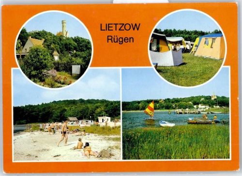 Lietzow Zeltplatz, Strand am Bodden, Blick zur Anlegestelle