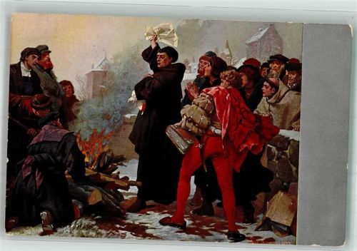 Eisenach sign. Thumann Luther verbrennt die Bannbulle im Reformationszimmer