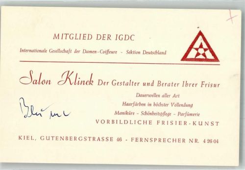 Kiel Salon Klinck Gutenbergstraße 46 Mitglied der IGDC KEINE AK