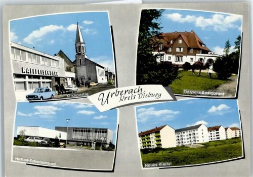 63322 W6074 Urberach - Kirche, Tierpark-Restaurant, Schwimmbad, Neues Viertel