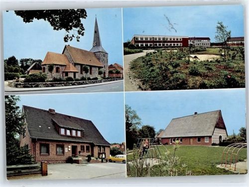 21726 W2164 Oldendorf , Kr Stade - Kirche, Schule, Gasthaus, Spielplatz