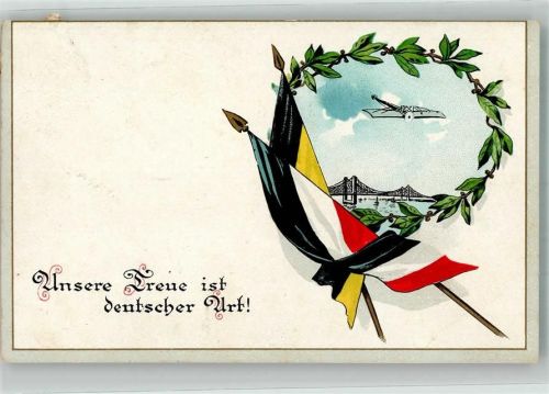 1916 Fahnen Flugzeug Unsere Treu ist Deutscher Art