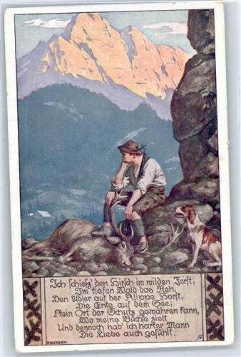 Volksliederkarte No. 9 , Ich schieß den Hirsch