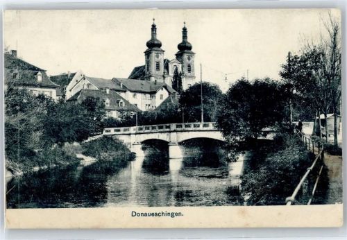 Donaueschingen Blick zur Kirche, Brücke