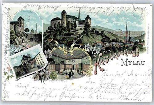 08499 O9803 Mylau Lithographie Schloss