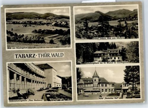 Tabarz Blick von Deysingslust, Blick zum Übelberg, Erholungsheim der IG Wismut im Lauchagrund, Hotel Deutscher Hof, FDGB-Erholungsheim Theo Neubauer