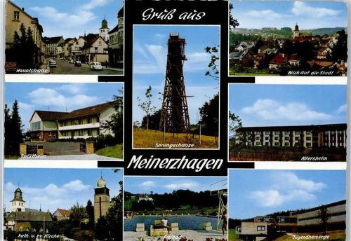 Meinerzhagen Hauptstraße, Teilansicht, Sportheim, Altersheim, Freibad, Jugendherberge
