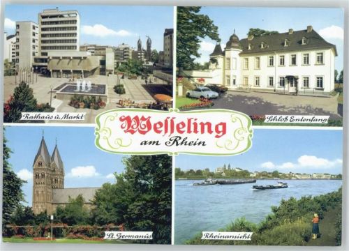 Wesseling Rathaus, Markt, Schloß Entenfang, Kirche St. Germanus, Rheinansicht