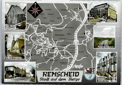 Remscheid Karte, Bergisches Haus, Stadtkirche, Stadttheater, Rathaus; amtsgericht, Heimatmuseum