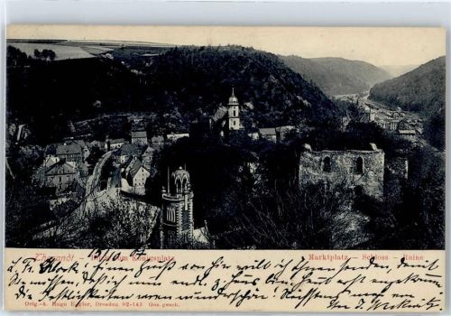 Tharandt Blick vom Königsplatz, Marktplatz, Schloß-Ruine