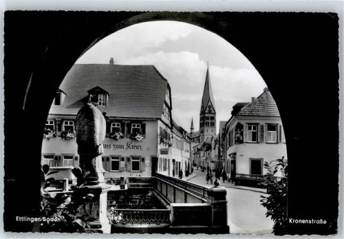 Ettlingen , Ross Verlag No.Kronenstrasse , Gasthaus zum Kreuz