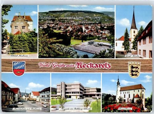 Neckarelz schloss Neuburg, Gesamtansicht, Ev. Kirche, Marktplatz, Rathaus, Tempelhaus