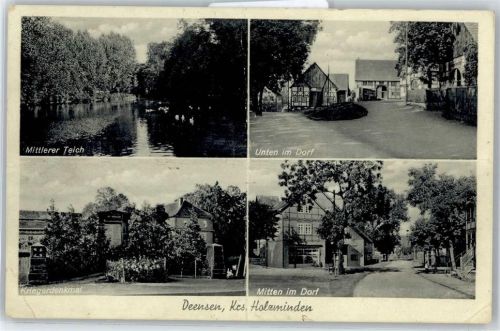 Deensen Ortsansicht, Kriegerdenkmal, Mittlere Teich
