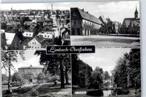 Limbach-Oberfrohna Rathaus, Kirche, Schule, Stadtpark