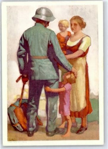 sign. Hodel Soldat Kind Frau Bundesfeier für die Schweizerische Nationalspende 1929