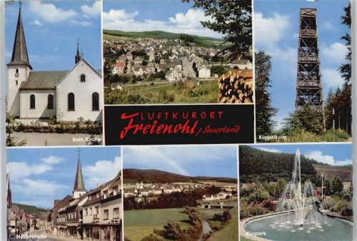 59872 W5778 Freienohl , Sauerl - Kirche, Ortsansicht, Küppelturm, Luftkurort