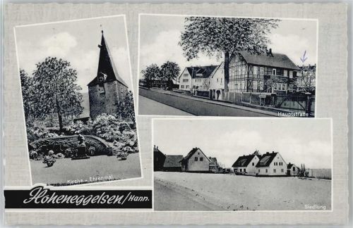31185 W3201 Hoheneggelsen - Teilansichten: Kirche - Ehrenmal, Hauptstraße, Siedlung