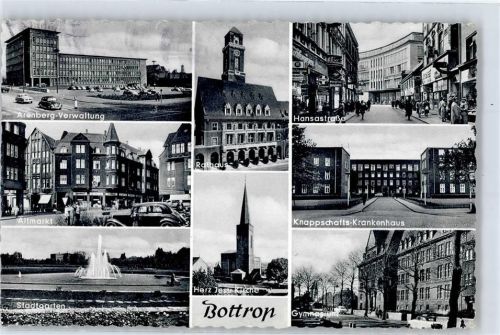 Bottrop Hansastraße Krankenhaus Altmarkt Gymnasium Rathaus Stadtgarten Arenberg Verwaltung Herz Jesu Kirche