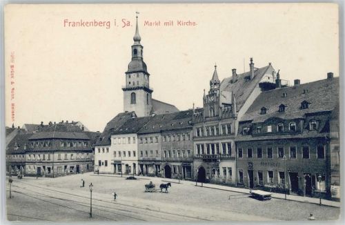 09669 O9262 Frankenberg , Sachs - Marktplatz mit Kirche, Apotheke