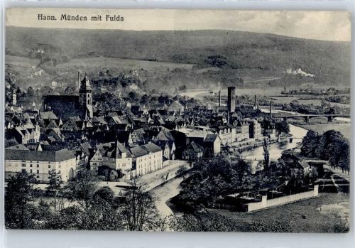 34346 W3510 Münden - Kirche, Ortsansicht, Feldpostkarte