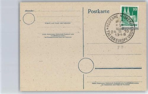 Heidenheim Stempel Tag der EuropaUnion 1948