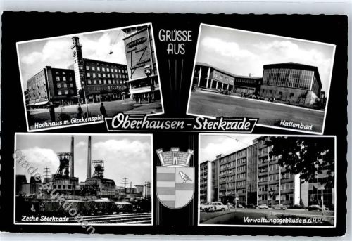 Sterkrade Hochhaus Glockenspiel Schwimmbad Hallenbad Zeche Wappen Verwaltungsgebäude der G.H.H