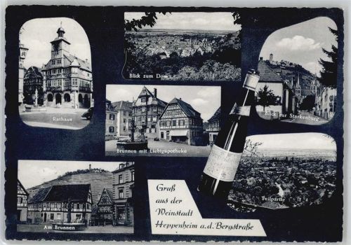Heppenheim Rathaus Brunnen Liebigapotheke Starkenburg