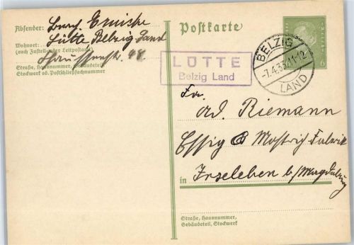 Belzig Landpoststempel Lütte