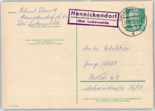 Luckenwalde Landpoststempel Hennickendorf