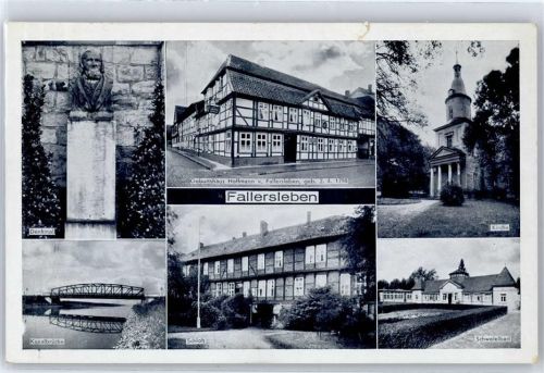 38440 W3180 Fallersleben - Kirche Kanalbrücke Schwefelbad Geburtshaus Hoffmann v. Fallersleben