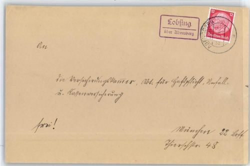 93326 W8423 Abensberg , Hallertau - Landpoststempel Lobsing