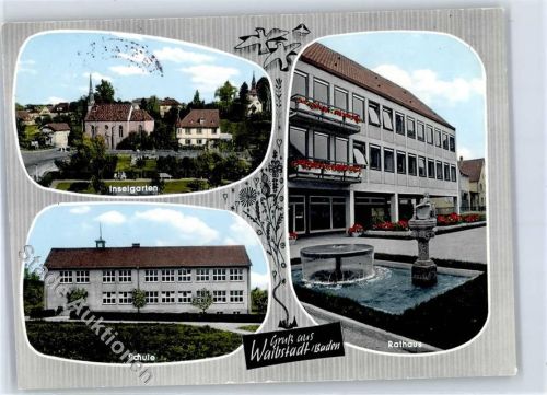74915 W6923 Waibstadt - Inselgarten Kirche Rathaus Schule
