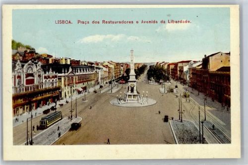 Lisboa Praca dos Restauradores a Avenida da Liberdade Strassenbahn