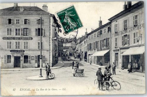 Epinal 1908 Hotel du Louvre Kinderwagen Fahrrad