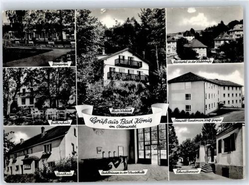 Bad König Kurgarten Balkonhaus Haus Waldeck Landhaus Stahlbrunnen Wandelhalle Kurviertel Waldstraße Odenwald-Sanatorium Wolf-Zimper Schwalbennest
