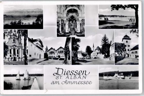 Dießen 1953 Fahrgastschiff Kirche