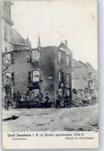 Cernay 1914 - 1915 Stadt in Brand geschossen Marktstraße