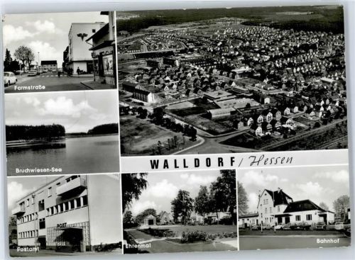 Walldorf Kriegerdenkmal Postamt Bahnhof Farmstrasse Fliegeraufnahme