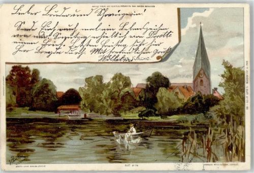 23701 W2420 Eutin 1900 Lithographie signiert Kirche