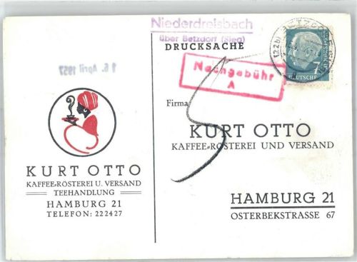 57520 W5241 Niederdreisbach , Westerw - Landpoststempel Kaffee-Rösterei Versand Teehandlung Kurt Otto Hamburg