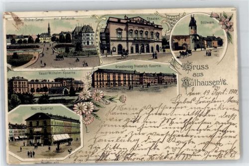 Mulhouse 1901 Bollwerk Grossherzog Friedrich Kaserne Theater