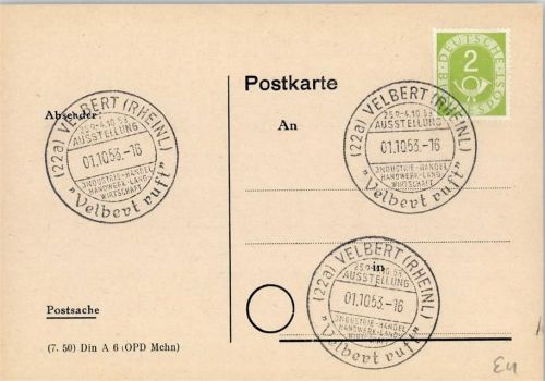 Velbert Sonderstempel Ausstellung Industrie Handel Handwerk Landwirtschaft