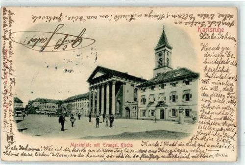 Karlsruhe 1907 Marktplatz Kirche