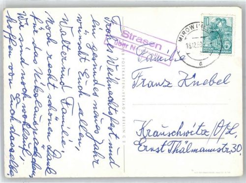 Strasen Landpoststempel Weihnachten