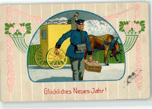 1907 Postillon Paket Neujahr Glückwünsche
