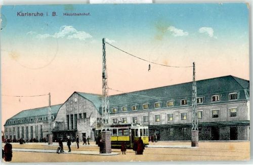 Karlsruhe 1915 Hauptbahnhof Straßenbahn