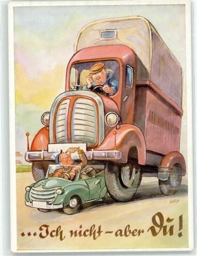 Lastwagen Auto sign. otto Auto Humor Künstlerkarte