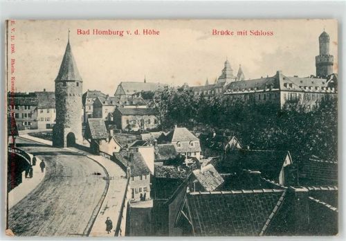 Bad Homburg 1906 Brücke mit Schloss