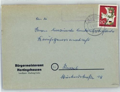 35288 W3571 Hertingshausen b Kirchhain, Hess - Landpoststempel
