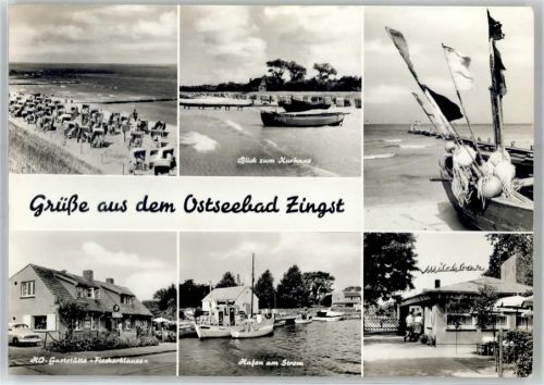 Zingst Hafen am Strom Gasthaus Fischerklause Cafe Milchbar Strand